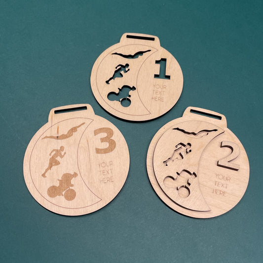 Triathlon Wooden medal set