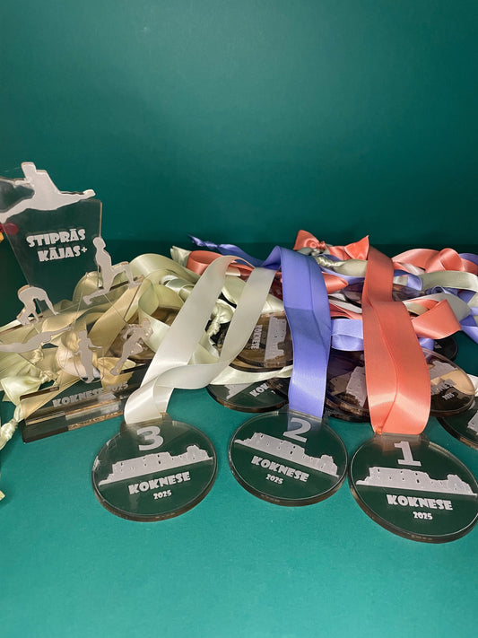 Medals and Trophy for final race at camp “Koknese”